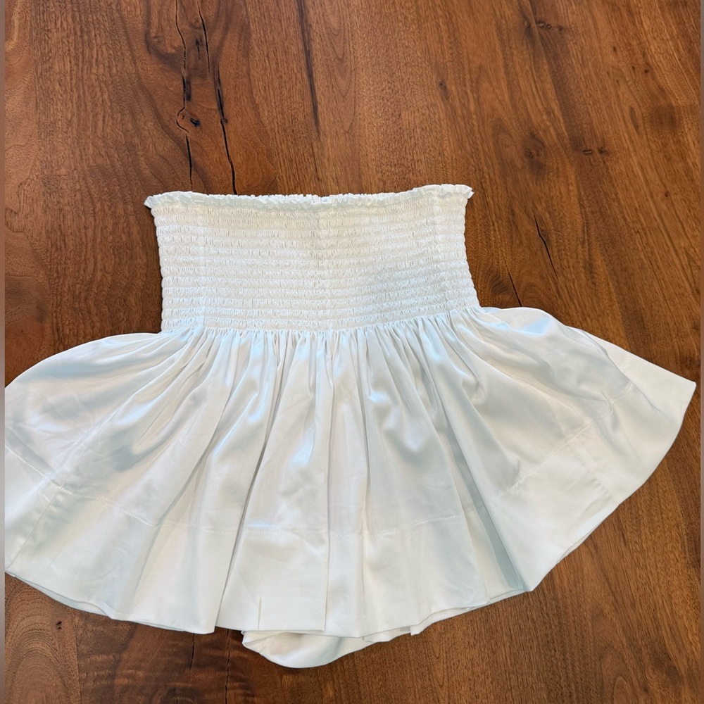 NATURAL LIFE White Smocked Bubble Mini Skirt